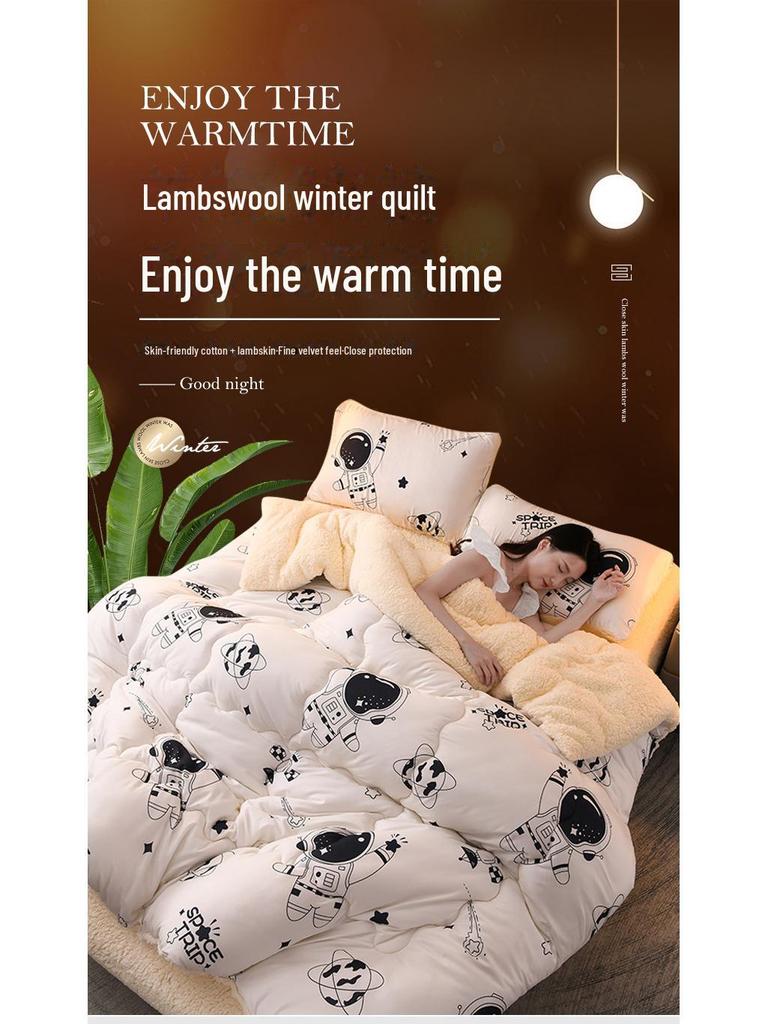 Мягкое и пушистое зимнее двойное одеяло из овечьей шерсти