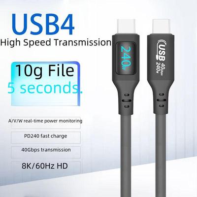 Кабель передачи данных USB4 Type-C с дисплеем, поддерживает питание 240 Вт, совместим с Thunderbolt 4