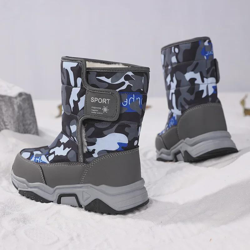 Водонепроницаемые хлопковые сапоги для мальчиков и девочек — толстые, теплые, с бархатной подкладкой