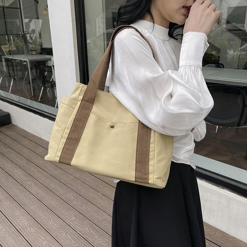 Сумка через плечо в стиле преппи, женская, большая вместительная, повседневная, универсальная, однотонная, холщовая, студенческая, дорожная, квадратная сумка