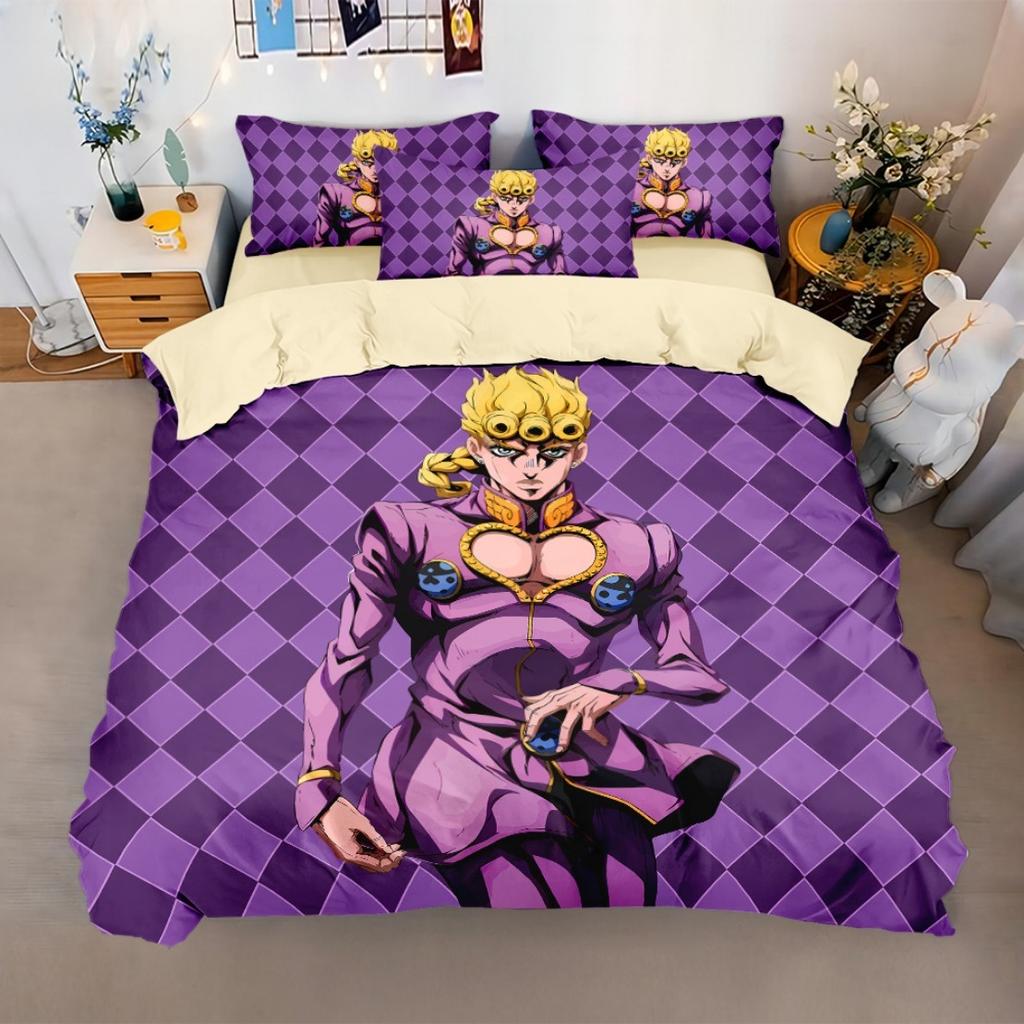 Anime JoJo Bizarre Bedding Set,Adventure Jotaro Kujo Bedding Set,JoJo Duvet Cover Pillowcase Bed Kids Adult