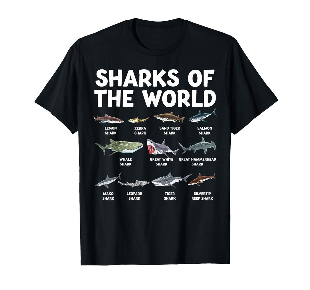 Sharks Of The World Kawaii Type of Shark Sea Animal Shark T-Shirt