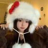 Новая корейская шапка с бантом Hello Kitty, милая шапка-животное, модная, теплая, плюшевая шапка с кошкой KT, осень и зима, женская