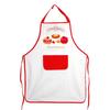 [A2441] - Cotton Kitchen Apron 'Pâtisseries' Red White (Artisanal and Tasty) - 90x70cm