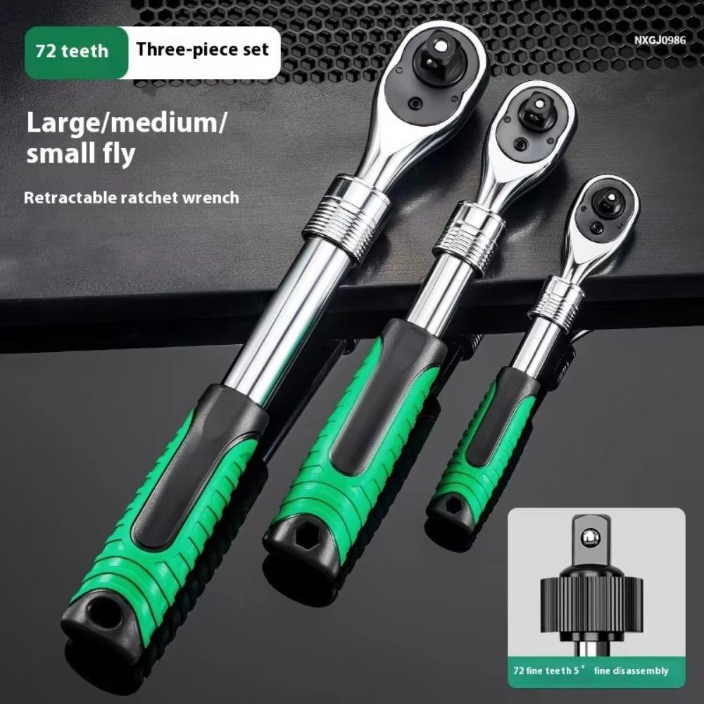 Drive Rotating Socket Wrench 72 Teeth Universal Wrench Retractable Ratchet Wrench Hand Tool