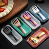 304 Stainless Steel Fork Spoon Set With Box Dessert Spoon Fruit Fork Outdoor Picnic Camping Travel Compact Mini Portable Tableware Set YLE209