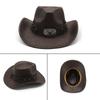 Rolled Brim Cowboy Hat for Woman Men Wear Resistant Cowboy Hat with Hat Band Western Style Large Brim Windproof Hat