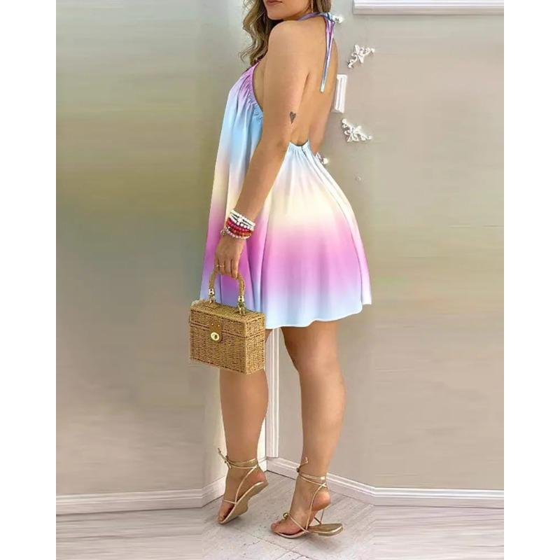 YYFS Женская мода лето весна цветочный узор принт без рукавов свисающий вырез свободная талия повседневные платья