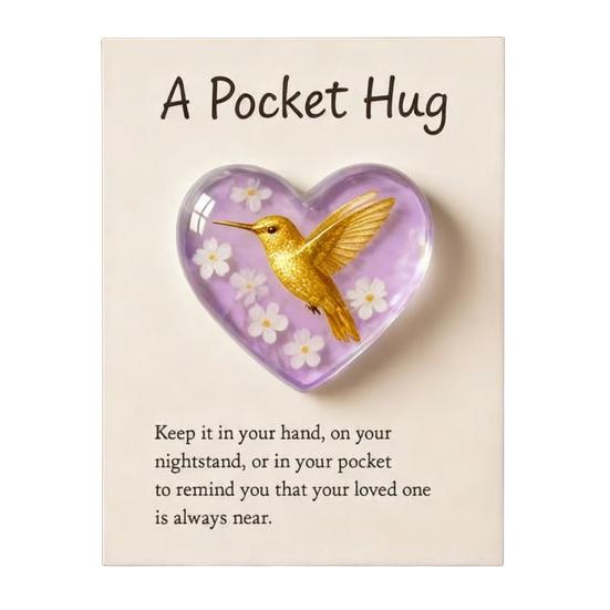 Pocket Hug Hummingbird Mini Pocket Hug Heart Cute Hummingbird Ornament with Encouragement Card Keepsake
