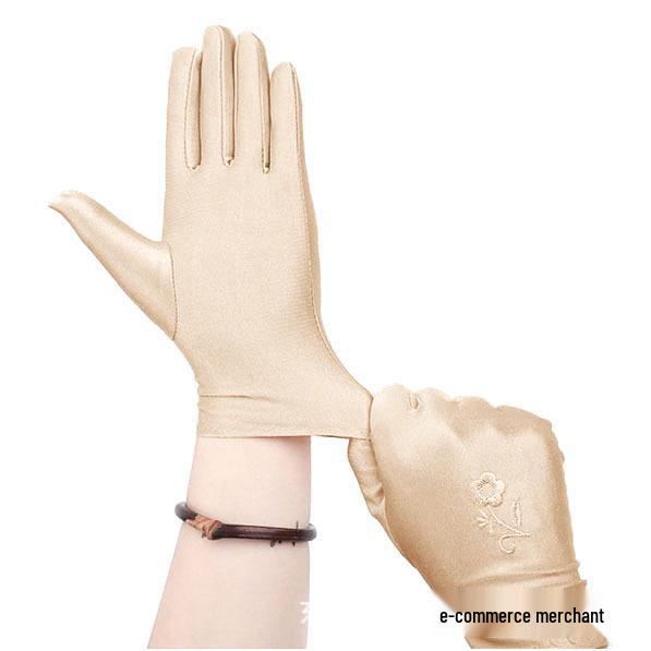 Женские весенне-летние вышитые солнцезащитные перчатки - Высокоэластичные перчатки для езды и вождения