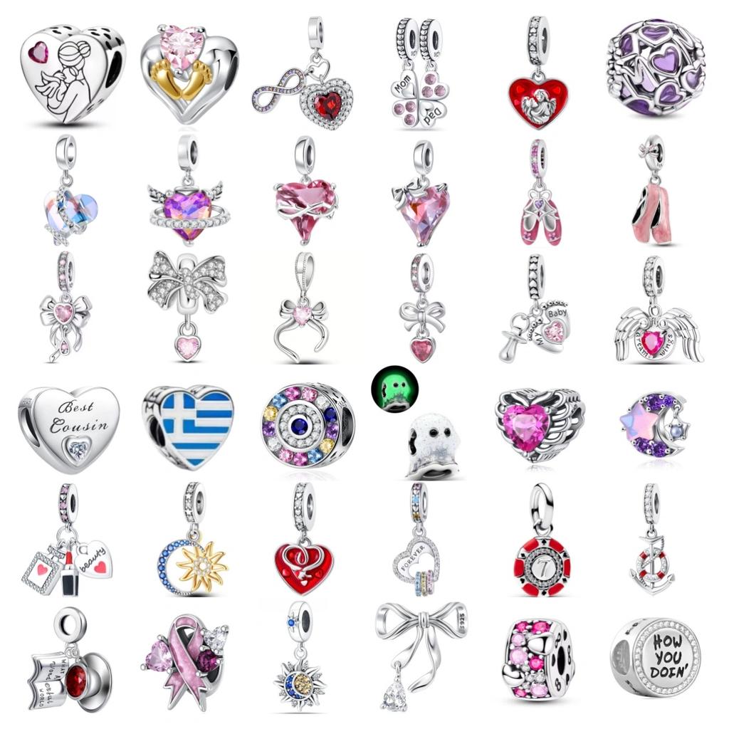 New Silve Red Heart Rudder Anchor Pendant Charm Bead Fit Original Diy Bracelet For Women Diy Fashion Jewelry Making