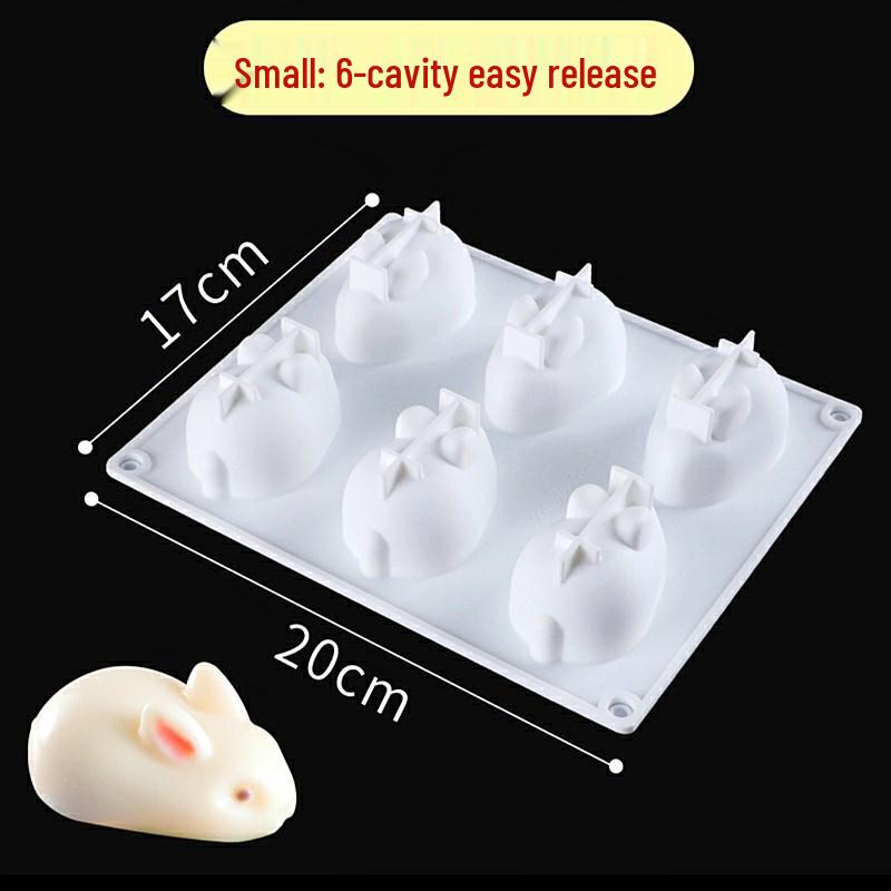 Силиконовая форма «Зайчик» на 6 ячеек для 3D-торта, мусса, пудинга и желе