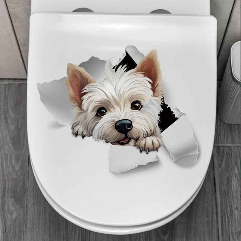 Креативная реалистичная 3D наклейка на унитаз с милым котом Vision, забавная наклейка с изображением животных для ванной комнаты, декор крышки унитаза, самоклеящаяся ПВХ, водонепроницаемая картина