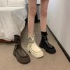 Обувь для женщин 2024 года, высококачественные женские ботинки на молнии, осенние, с круглым носком, однотонные, короткие, на платформе, с толстым каблуком, модные ботинки