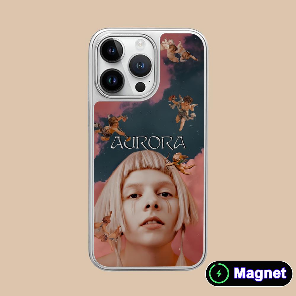 Чехол для мобильного телефона Magsafe с серебряным покрытием Aurora Aksnes для iPhone 17 16 15 14 13 12 11 Air Pro Max Plus Цветная крышка