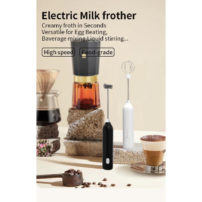 UPGRADED Electric Coffee Frother/MILK Whisk+Egg Beater MINI Food Blender USB Rechargeable Handheld Three Speeds Espresso Tools