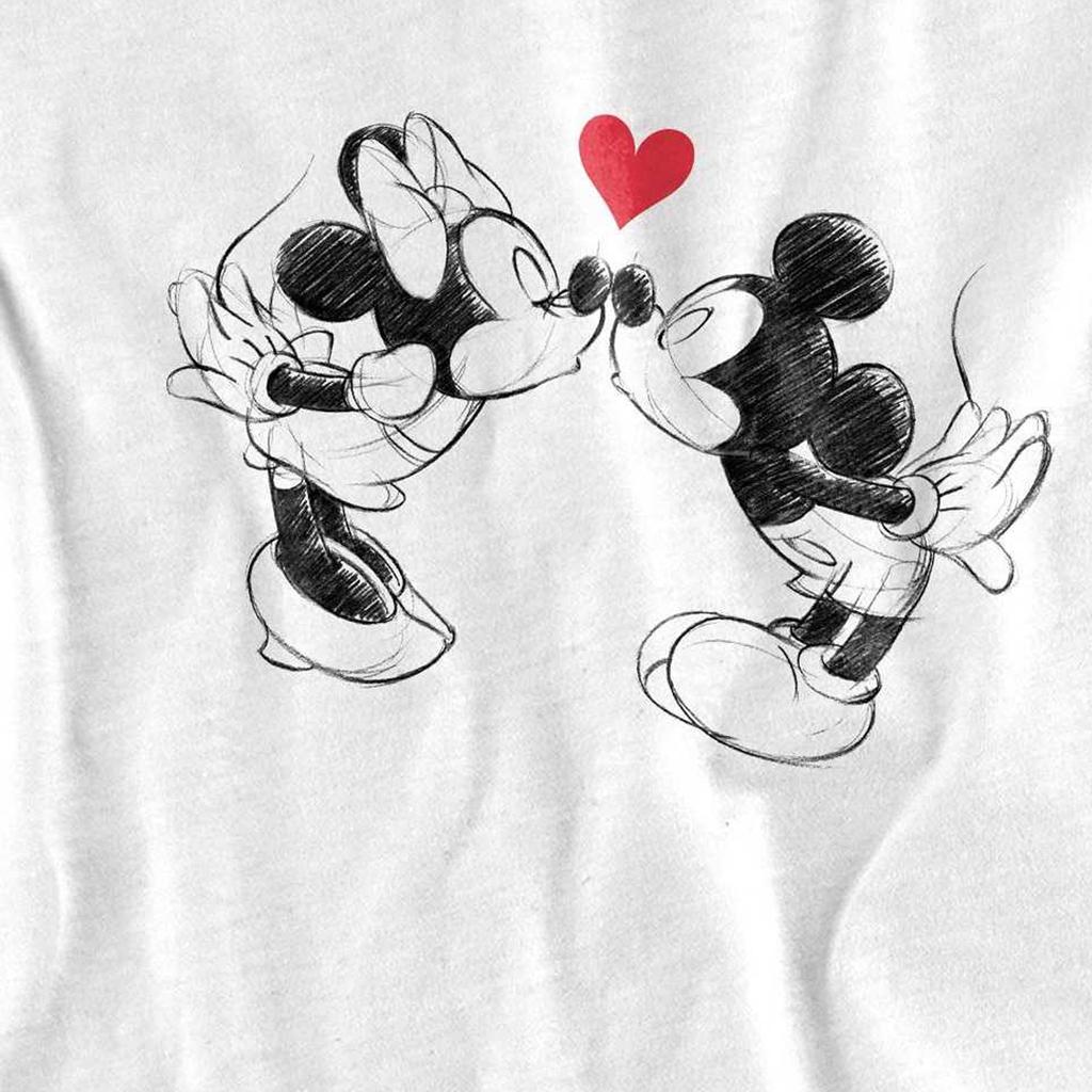 Disney Childrens/Kids Mickey & Minnie Mouse Kiss Sketch Valentine`s Day T-Shirt
