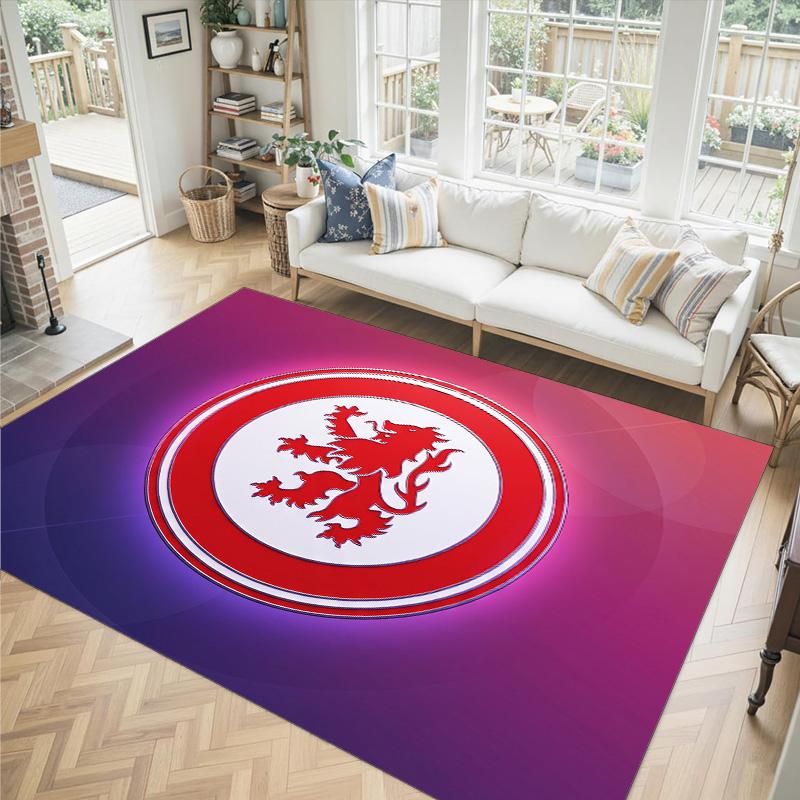 Middlesbrough Football Design Crystal Velvet Carpet Cozy Non?Slip Printed Rug For Bedroom Living Room Entrance