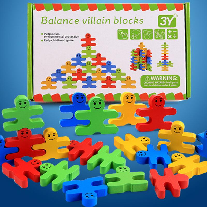 Wooden Balance Villain Blocks Montessori Toys For Toddlers,Education Stacking Toys For Fine Motor Skills-Sorting & Matching