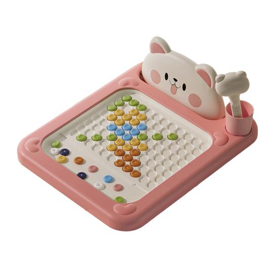 Магнитная доска для рисования с медвежьим дизайном, интерактивная игра с ручкой-бусиной, доска для набросков с узорами, портативная для путешествий