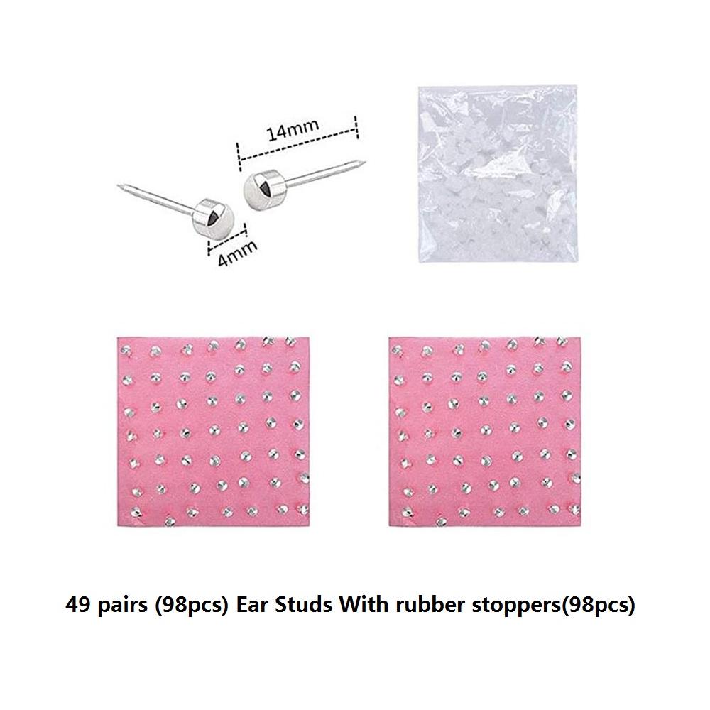 Синий профессиональный инструмент для пирсинга ушей, набор инструментов для пирсинга тела, носа, пупка с 98 серьгами-гвоздиками