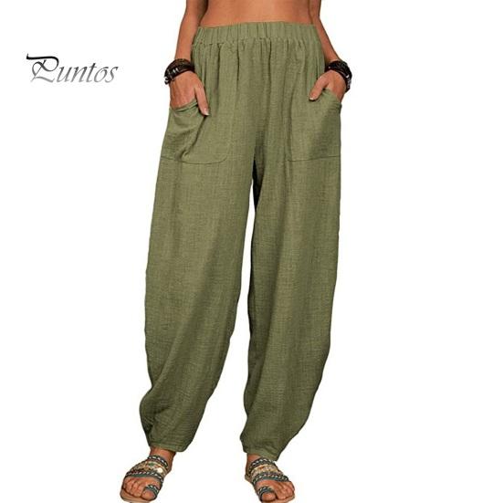 Женские повседневные брюки, эластичные, с высокой талией, однотонные шаровары с карманами, свободный крой, дышащие, длинные брюки, повседневная одежда