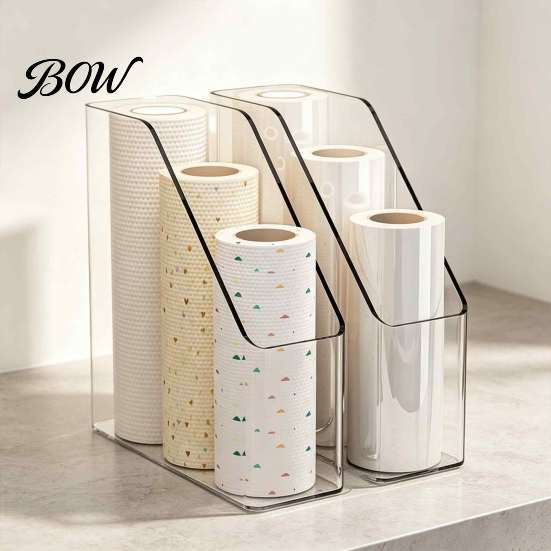 Dorm Room Storage Essentials Kitchen Cling Film Organizer, Space Saving Durable Box, Large Countertop Capacity Vertical Bin, for Food Foil And Plastic