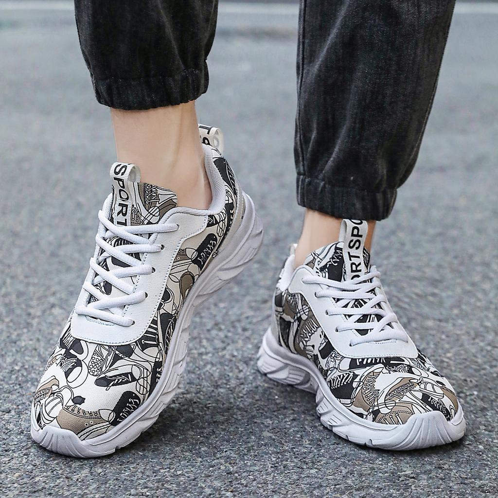 TUINANLE Мужские кроссовки, легкая повседневная обувь, кроссовки для бега с граффити, большие размеры 39-48, дышащая прогулочная мужская обувь