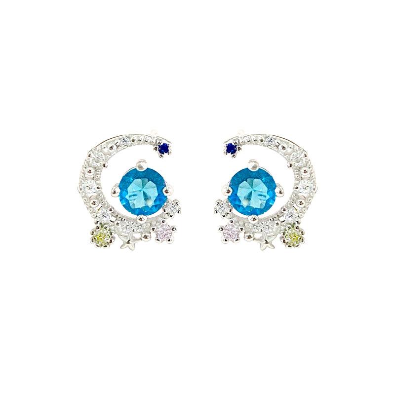 Серьги Blue Star Moon, легкие, роскошные, изысканные, блестящие, серьги, нишевый дизайн