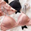 Комплект нижнего белья Ice Silk Comfort, женский сексуальный бюстгальтер Push Up с глубоким V-образным вырезом, регулируемый бюстгальтер с буквами и кружевными трусиками