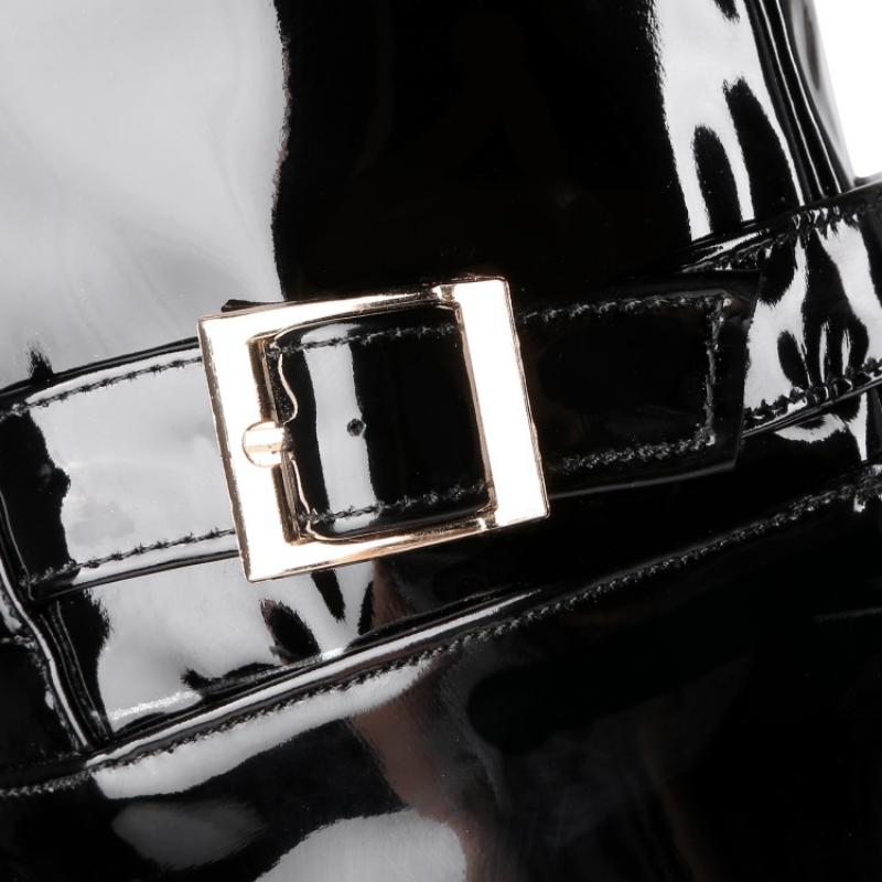 Сексуальные женские сапоги на очень высоком каблуке выше колена из лакированной кожи с красной молнией на платформе, длинные сапоги