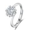 Snowflake Swing Arm Ring Female Simple Fashion Snowflake Swing Arm Inlaid Moissanite Open Mouth Diamond Ring