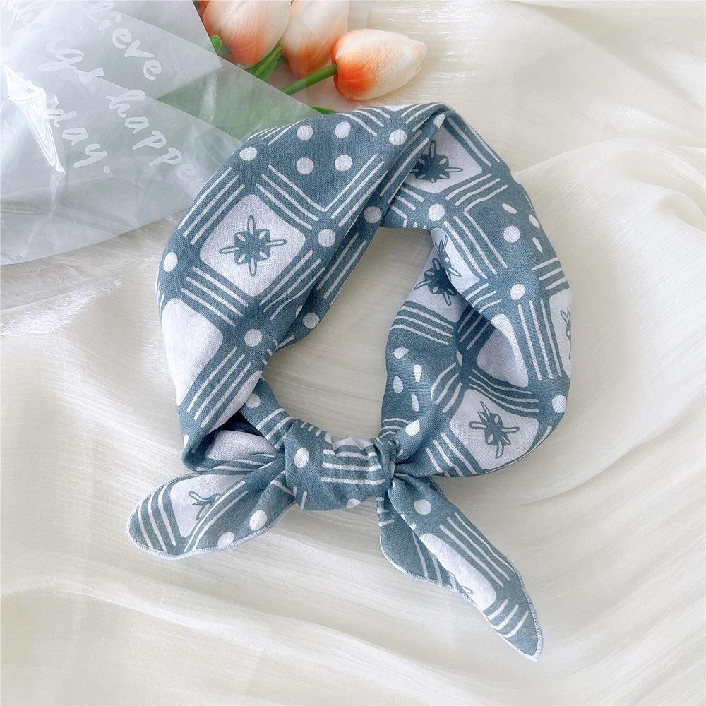 Cotton And Linen Small Square Scarf Silk Scarf Women'S Spring And Autumn New Style Artistic And Versatile Fashionable Temperament Headband Scarf
