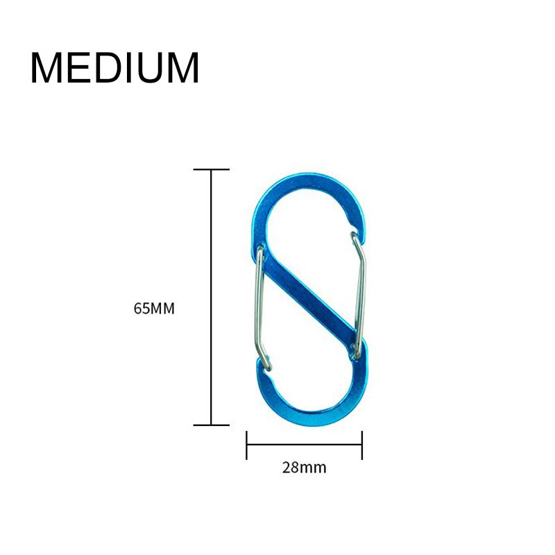 S-образный двойной карабин, брелок, замки-молнии для рюкзаков, карабин, скользящий замок, алюминиевый сплав, большой, средний, маленький карабин для кемпинга