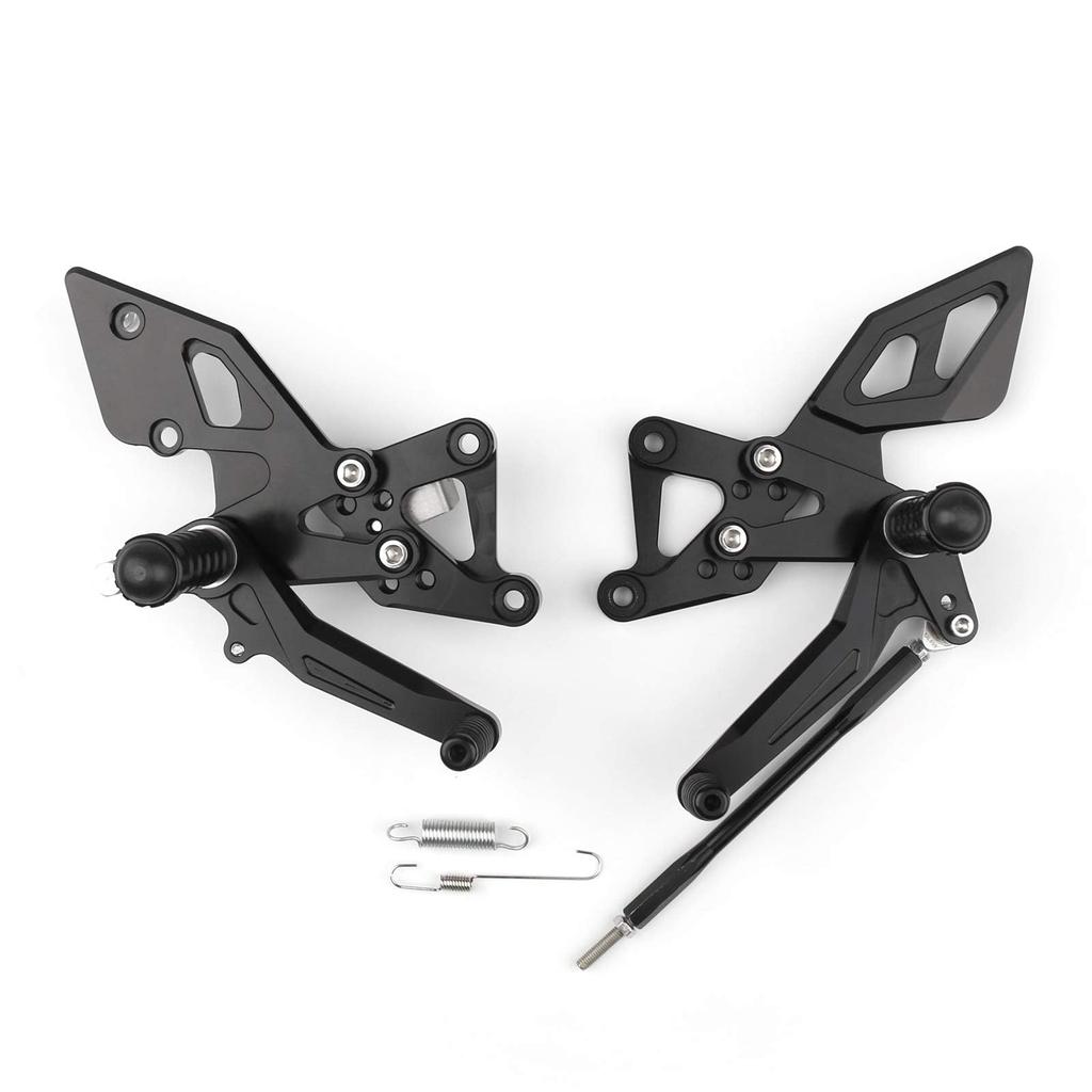 Bruce Shark Motorcycle Rearset Kit Adjustable Foot Easy CNC Compatible with Yamaha YZF R25 YZF R3 Black & - Pedals, Installation, 6061-T6 Aluminum,