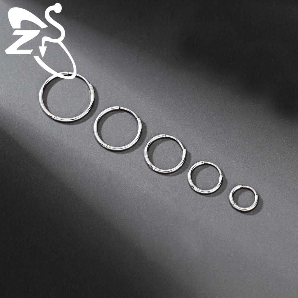 ZS 1 шт. 20G Серьга-кольцо из нержавеющей стали 6/8/10/12 мм Круглые серьги-гвоздики Кристалл CZ Пирсинг носа Хеликс Хрящ Циркон