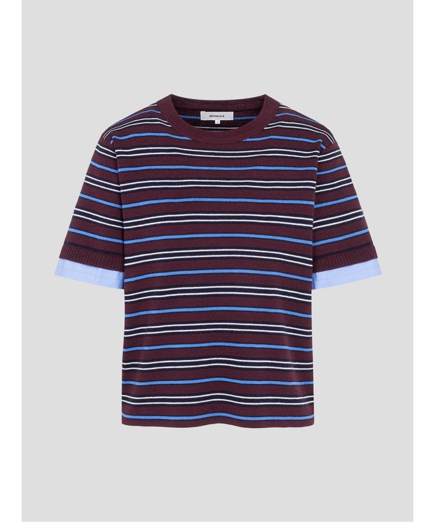 Binpolleidiseu Striped Short Sleeve Pullover Wine (Bf6751C05Z)