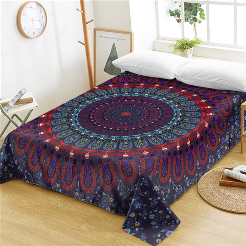 Богемный Мандала Простыня Boho Стиль Плоская Простыня Цветное Этническое Ретро Цветочный Постельное Белье Женское Кинг Квин Полиэстер Простыня
