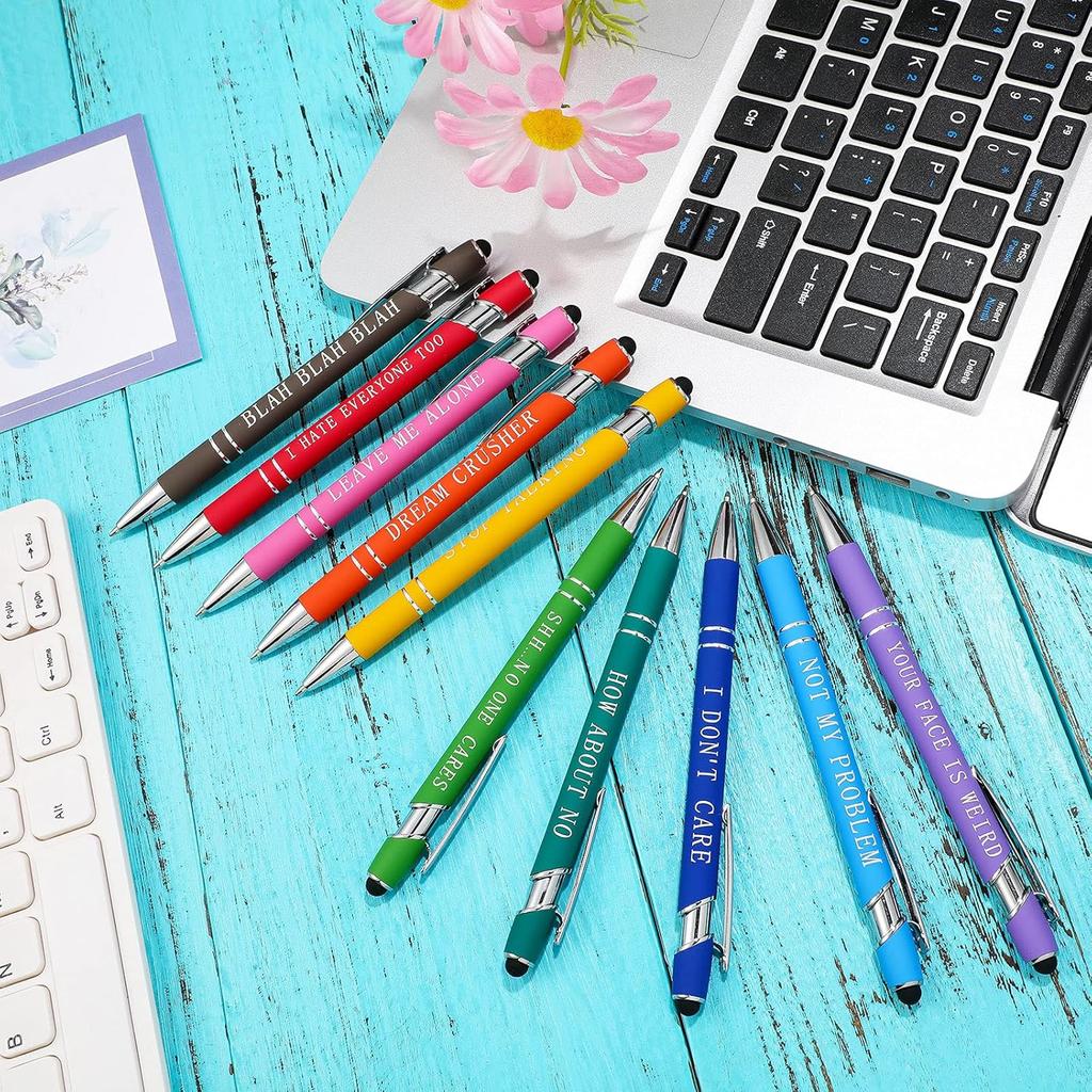 10 Pieces Ballpoint Pens Office pirational Quotes Snarky Screen Touch Stylus Pen Encouraging Scriptures, Black Ink Employee Appreciation Gifts Bulk