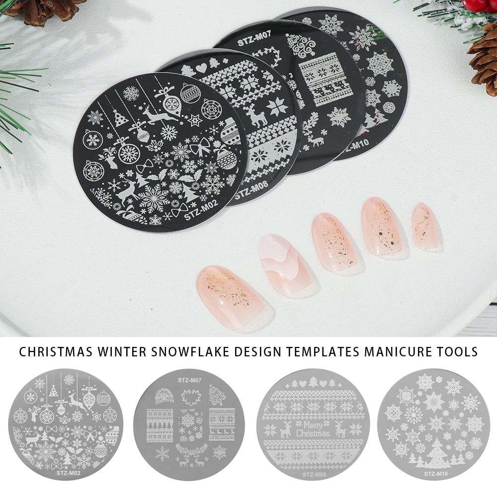 Manicure Snowflake Santa Claus Nail Stamp Polish Templates Stencils Molds Nail Stamping Plates