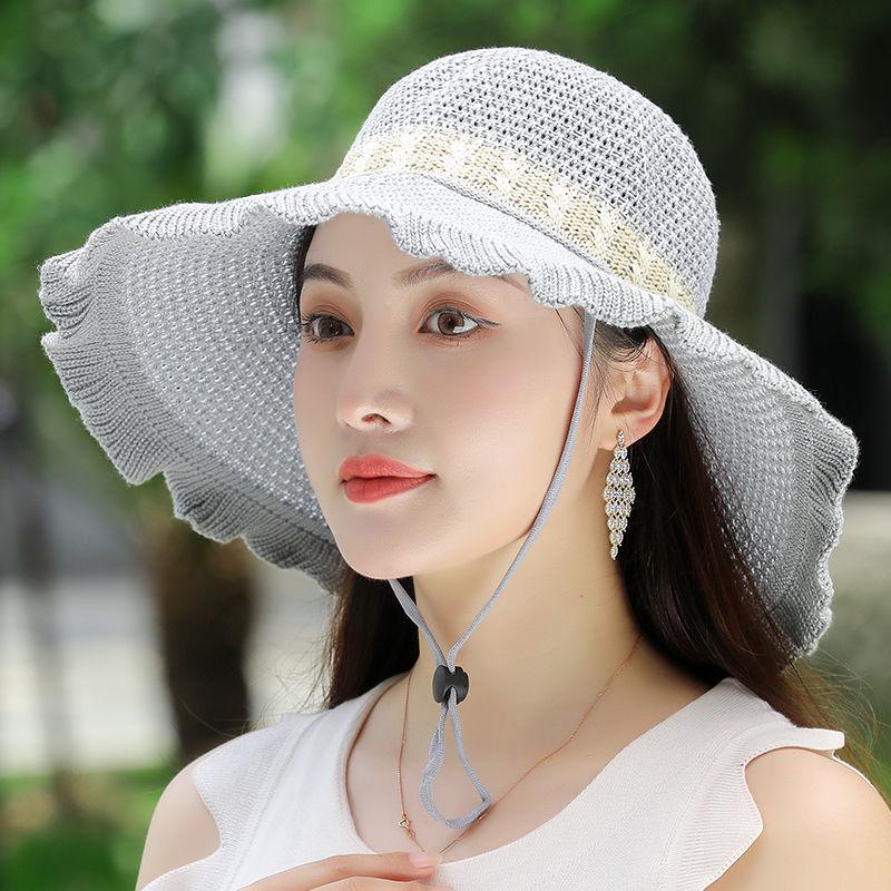 Cotton and Linen Foldable Hat for Women Summer Sun Shading and Sun Protection Hat Women's Large Eave Beach Cooling Hat Basin Hat