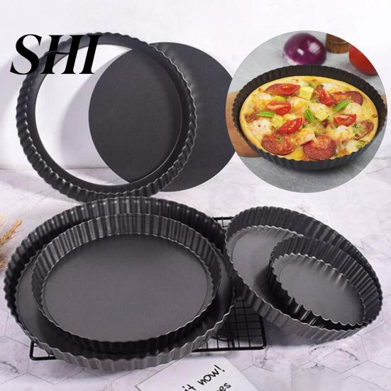 Toasting Pan Pizza Tray Easy to Demould High Hardness Wave Edge Design Carbon Steel Round Pastry Cake Baking Home Supplies