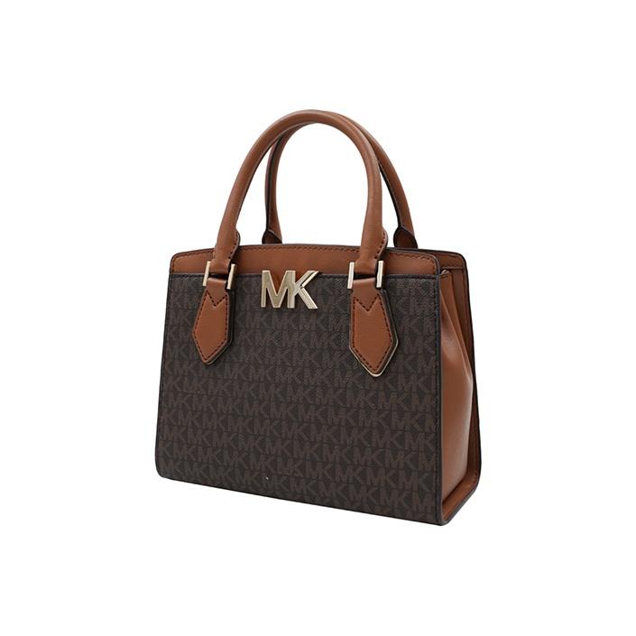 Michael Kors Mk Mott Сумка-тоут с логотипом в винтажном стиле Color Block Сумка через плечо Женские сумки Коричневый 35T0GOXM2B-BROWN