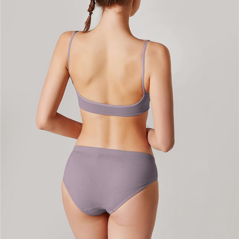 Модный бесшовный комплект с бюстгальтером, женские трусики + беспроводной бюстгальтер, комплект нижнего белья, базовый укороченный топ, трусы на бретельках, интимное нижнее белье, костюм