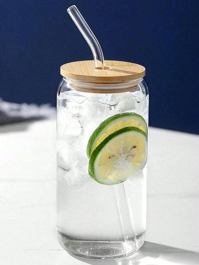 500ml Glass Cup With Lid and Straw Transparent Bubble Tea Cup Juice Glass Beer Can Milk Mocha Cups Breakfast Mug Drinkware