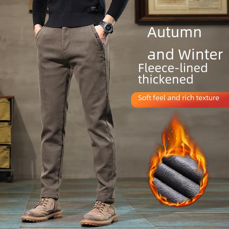 Мужские прямые узкие повседневные длинные брюки 2023 года с бархатом