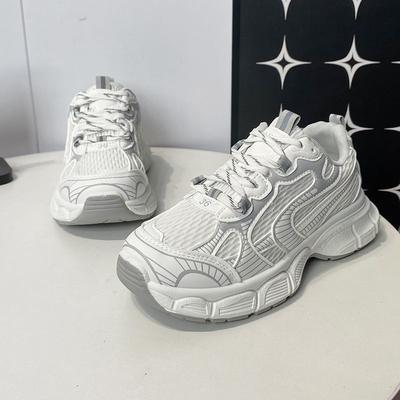 Сетчатые дышащие кроссовки на толстой подошве для новых маленьких мужчин, выше и стройнее, повседневная спортивная обувь на шнуровке для женщин