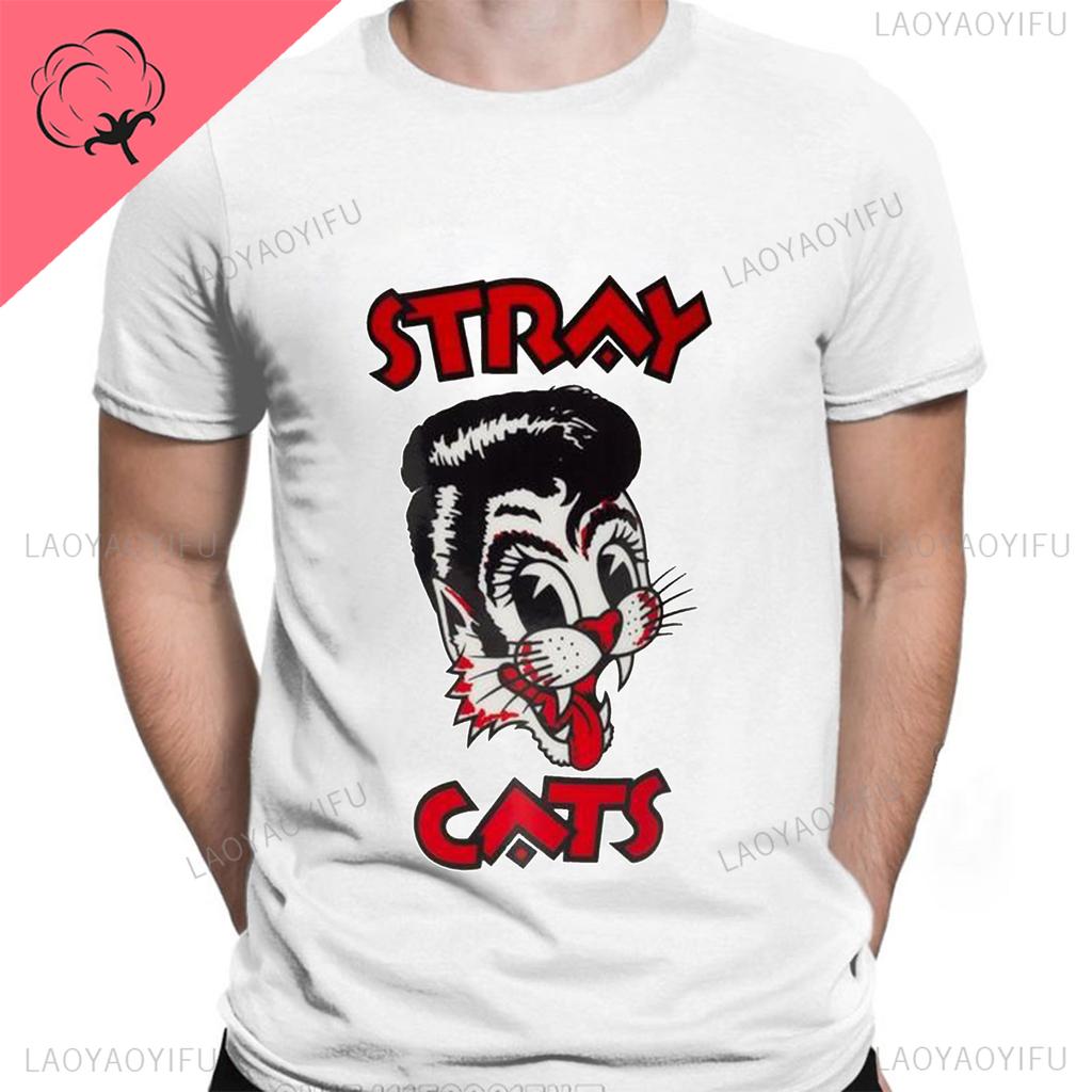 Stray Cats Рок Классические Футболки Американская Рокабилли Группа Фанат Хипстер Уличная Мода Дышащая Мальчик Девочка Мужчины Женщины Хлопковая Футболка
