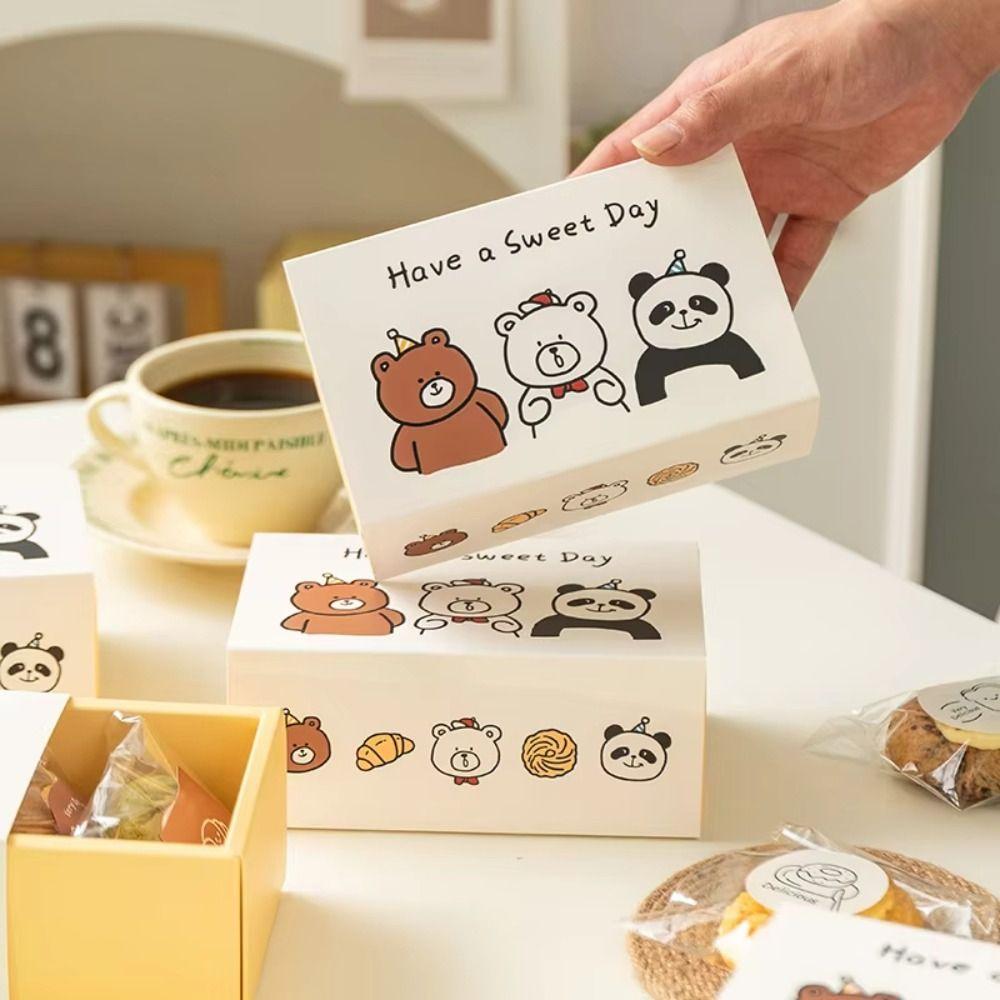 Cartoon Bear Drawer Box DIY Baking Packaging Boxes  for Biscuits Cookies Snowflake Crisps Candies