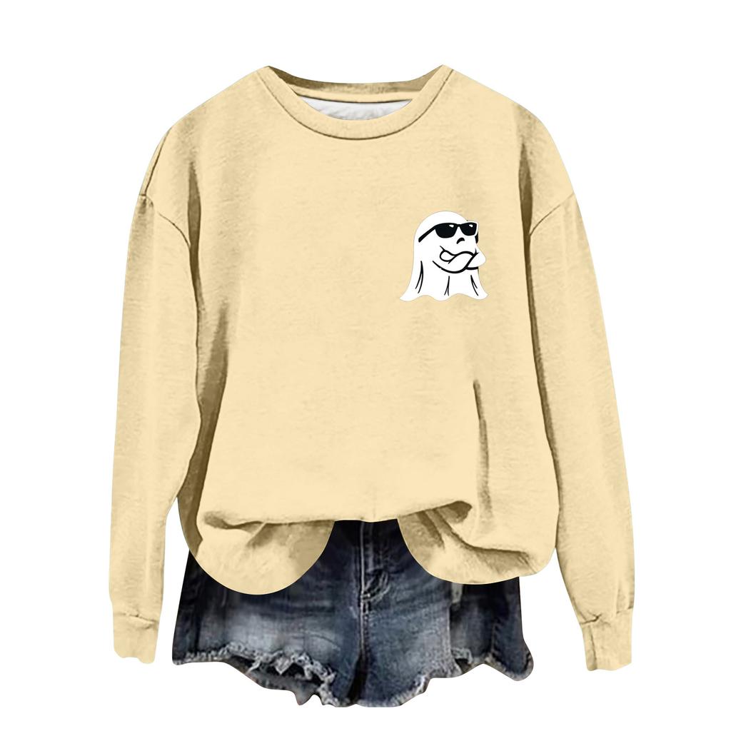 Женская модная повседневная толстовка с длинным рукавом и принтом на Хэллоуин